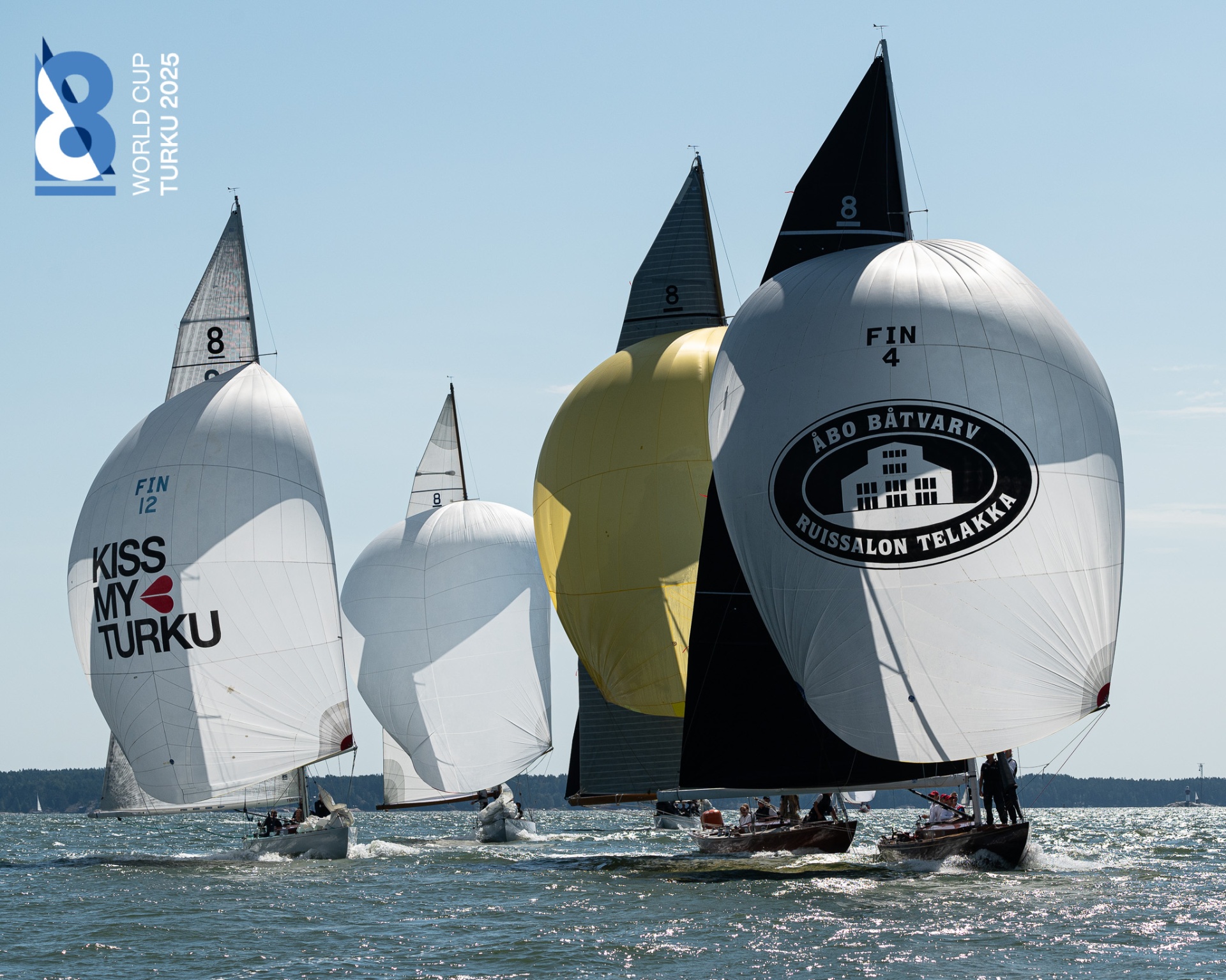Classic 8mR yacht racing under spinnaker in Turku 2025