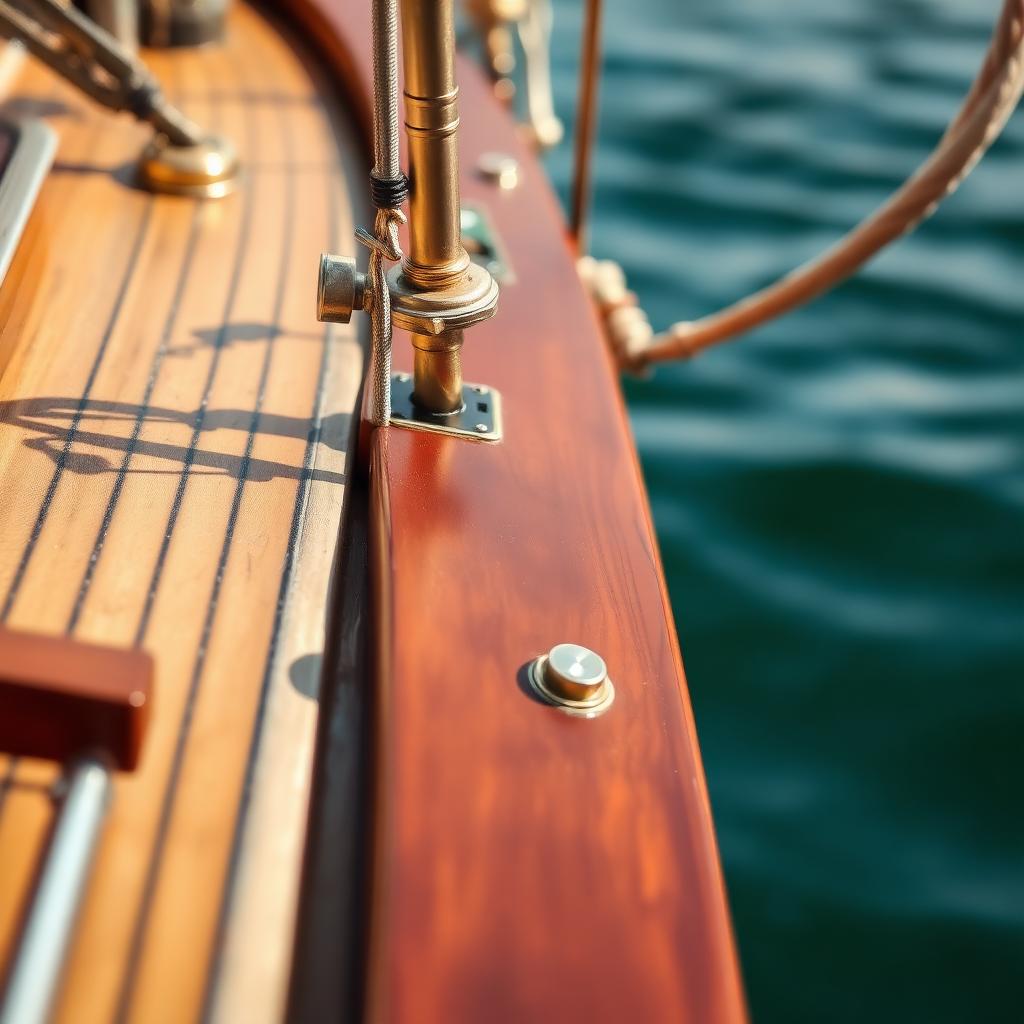 Vintage wooden yacht under full sail